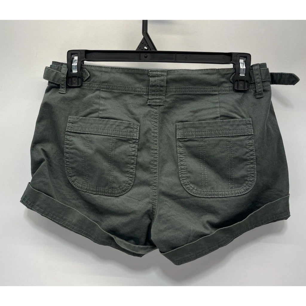 Athleta Womens Chino Shorts Size 0 Green Adjustable Waist Cotton Stretch