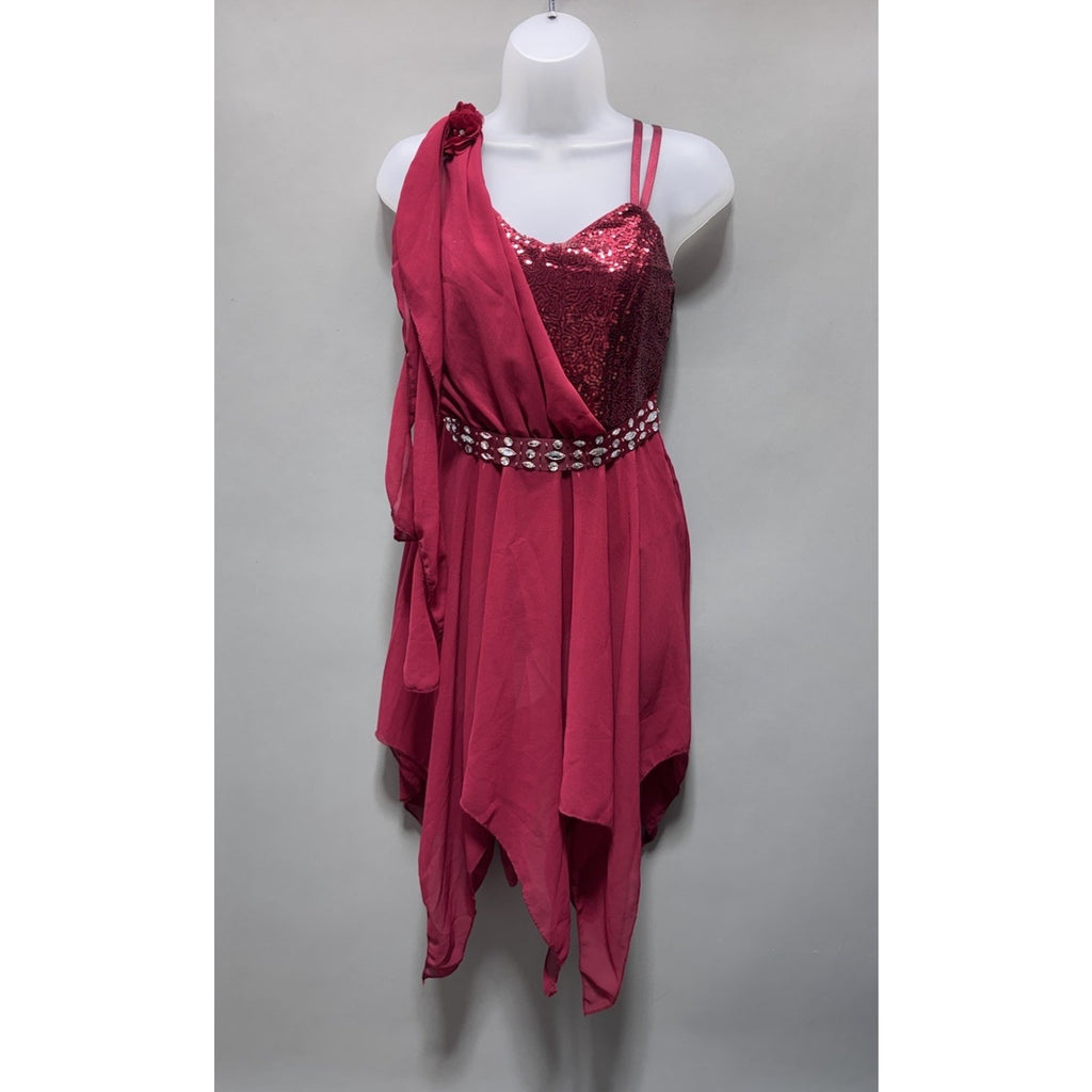 IBAKOM Imagine Better Apparel Red Sleeveless Dance Prom Formal Dress New Size S