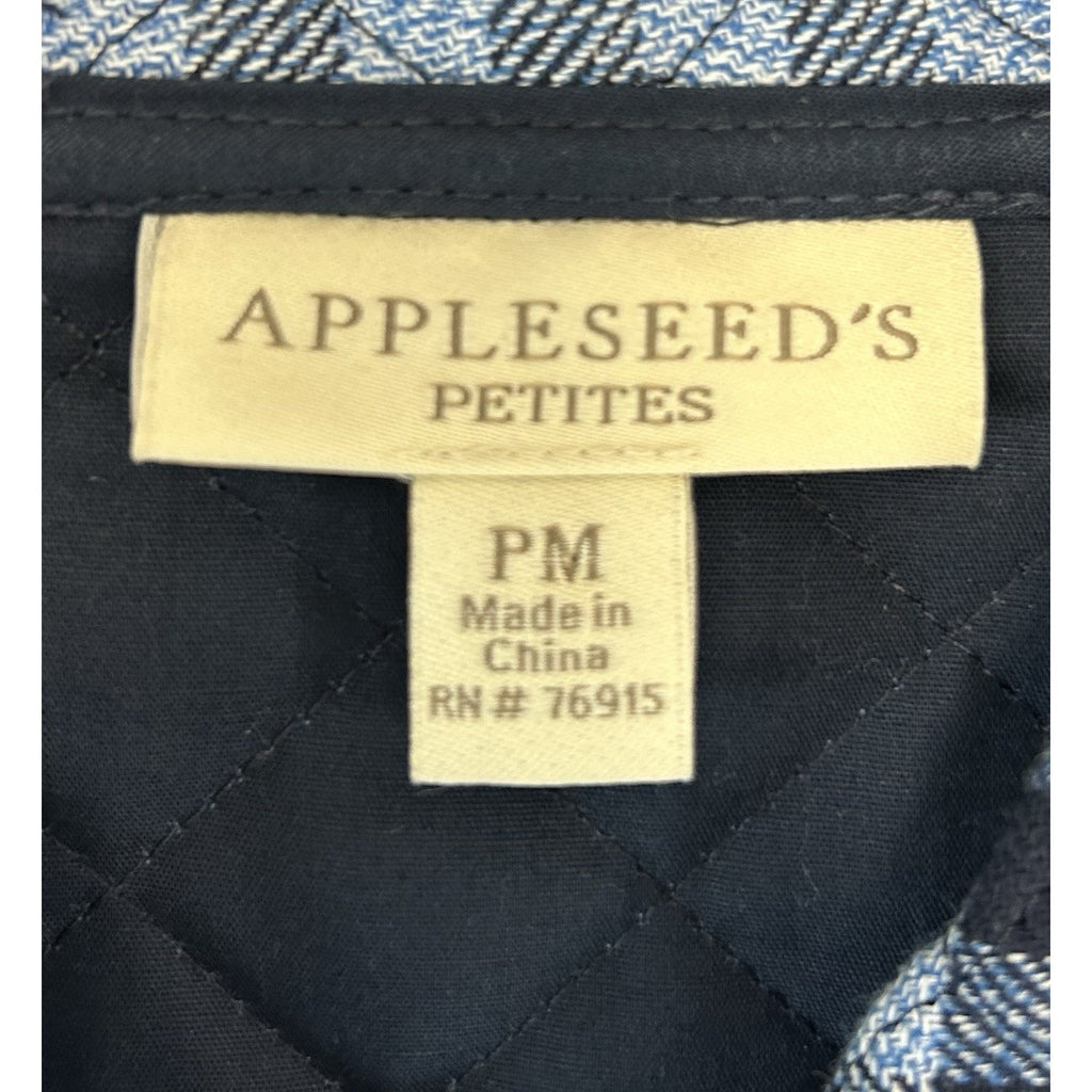 Appleseeds Women’s Petite PM Navy PLAID Quilted Reversible Jacket