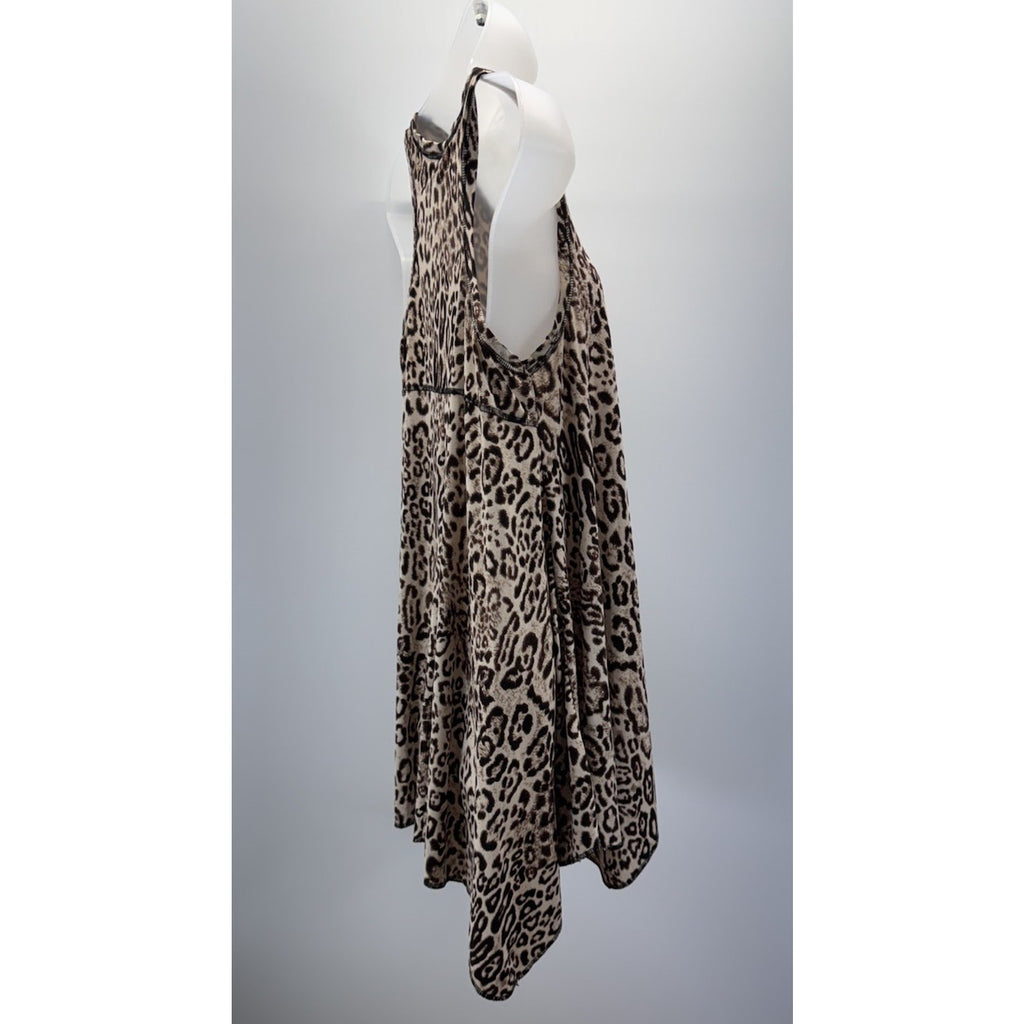 Linea Donatella Lingerie Dress Day To Night Soft Leopard Print Mini Shift Sz M