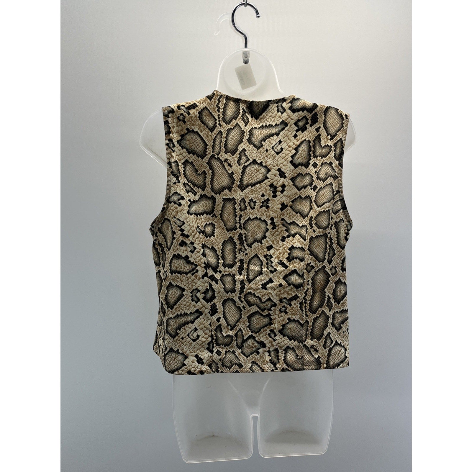 Vtg Bora Bora Top Woman Medium Leopard Print Sleeveless Button Up Made In USA