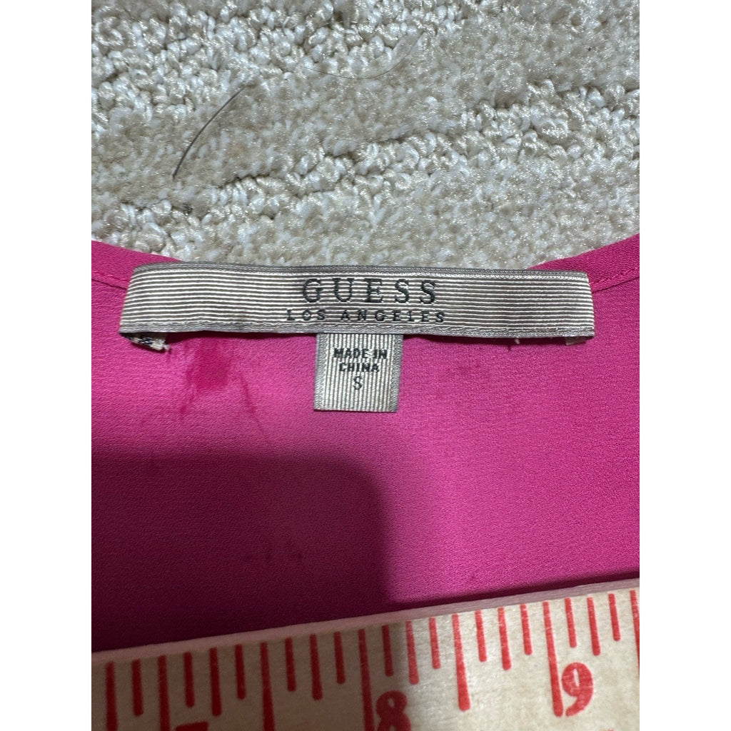 GUESS Los Angeles Women Small Pink Satin Wrap Cami Tank Top Sleeveless Blouse