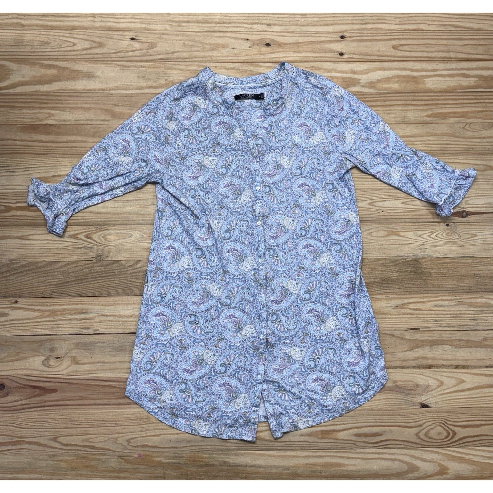 Ralph Lauren Nightgown Sleep Shirt Paisley Button Up Logo Women’s M
