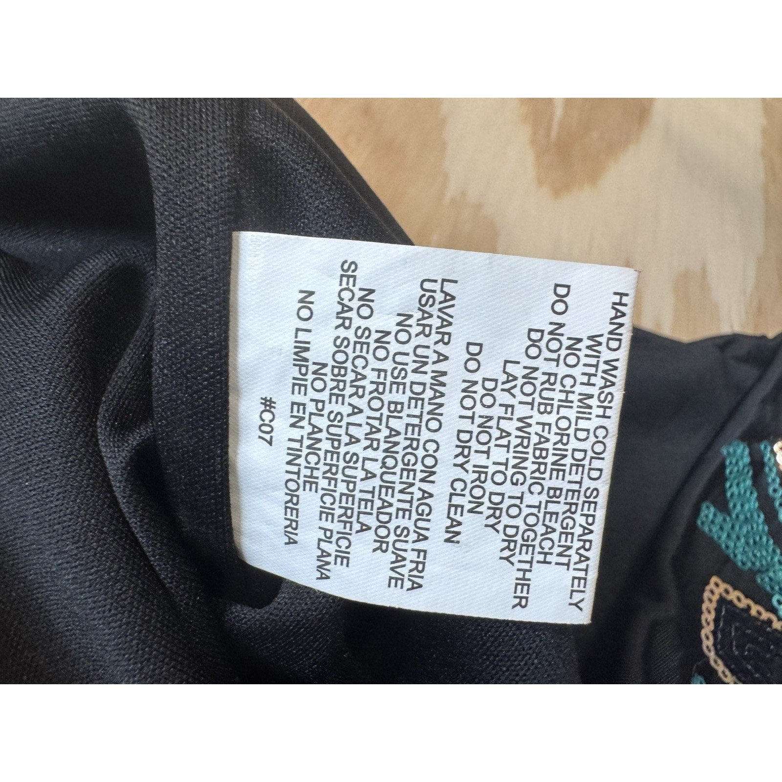 AS U WISH Sequin Bodycon Mini Dress Womens Small Black Teal Aztec Party Cocktail