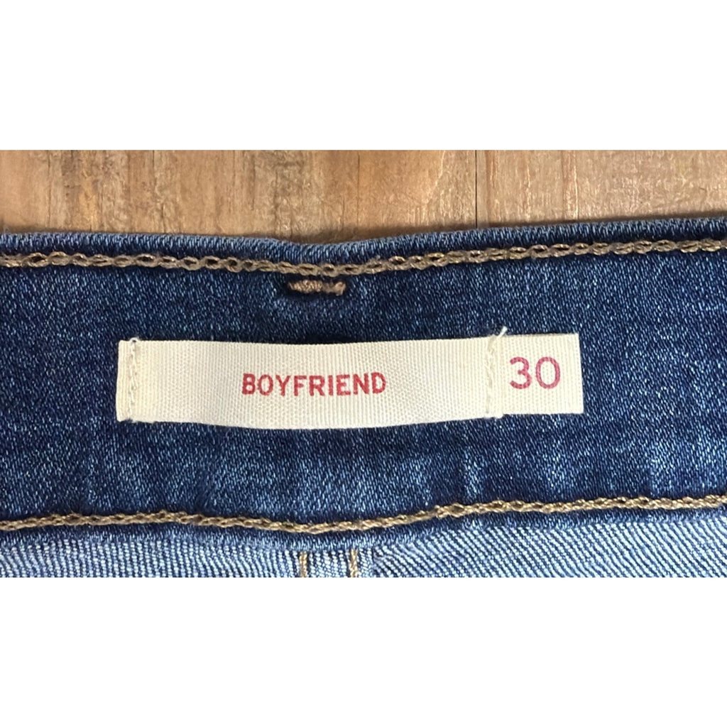 Levis Denim Jeans Women 30 Blue Boyfriend Mid Rise Distressed Med Wash 31x27