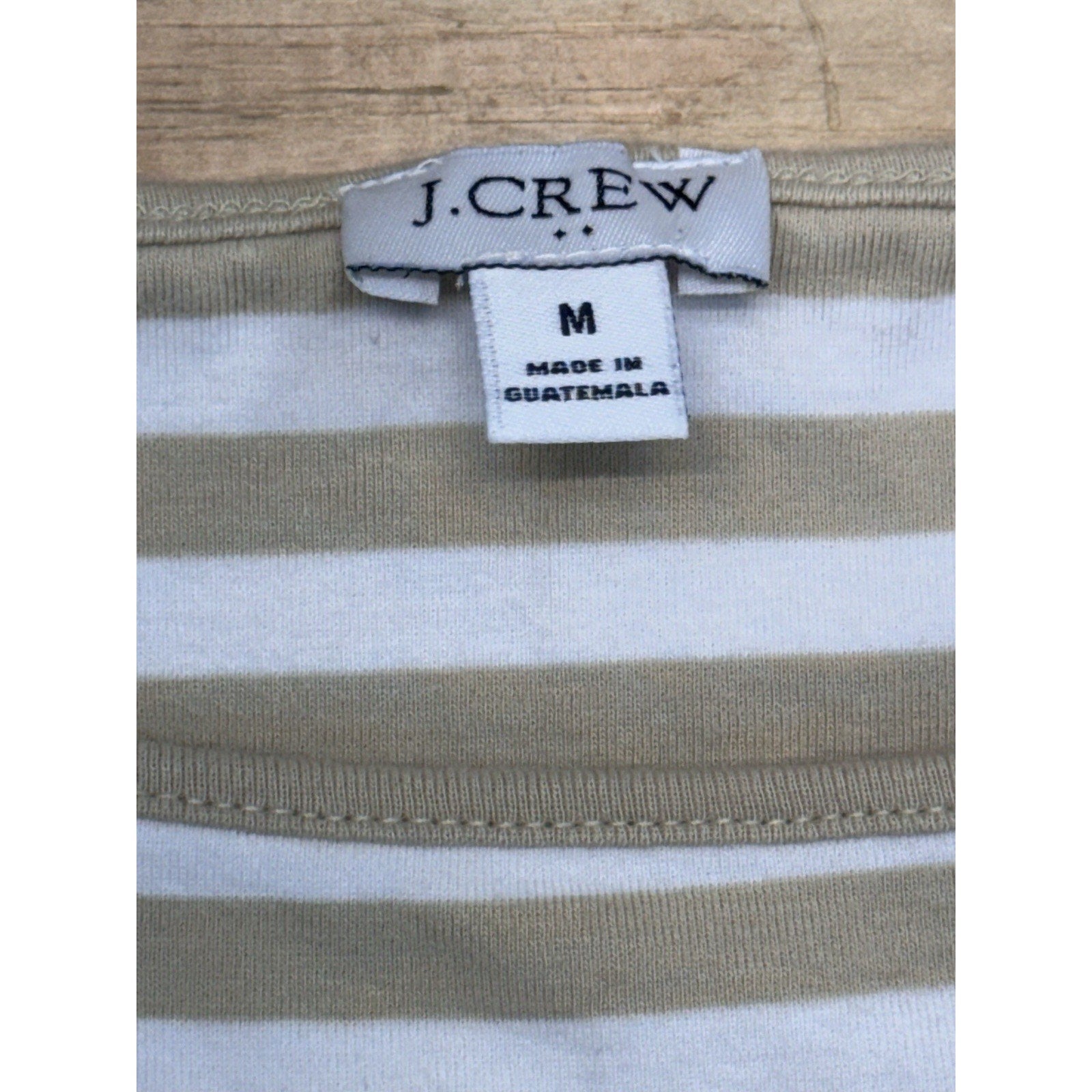 J Crew Tan White Striped Sleeveless Scoop Neck Tank Top Shirt Women’s Size M