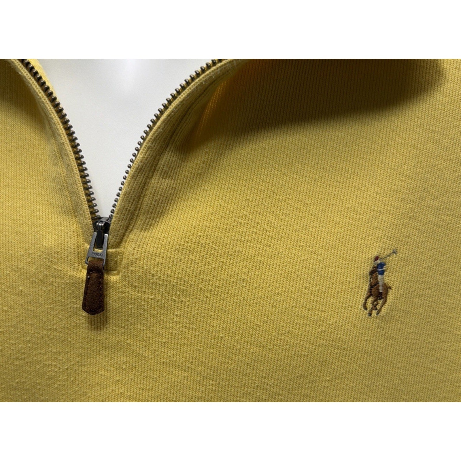 Polo Ralph Lauren Sweater Mens XL Yellow Estate Rib Quarter Zip Pullover/ Spot