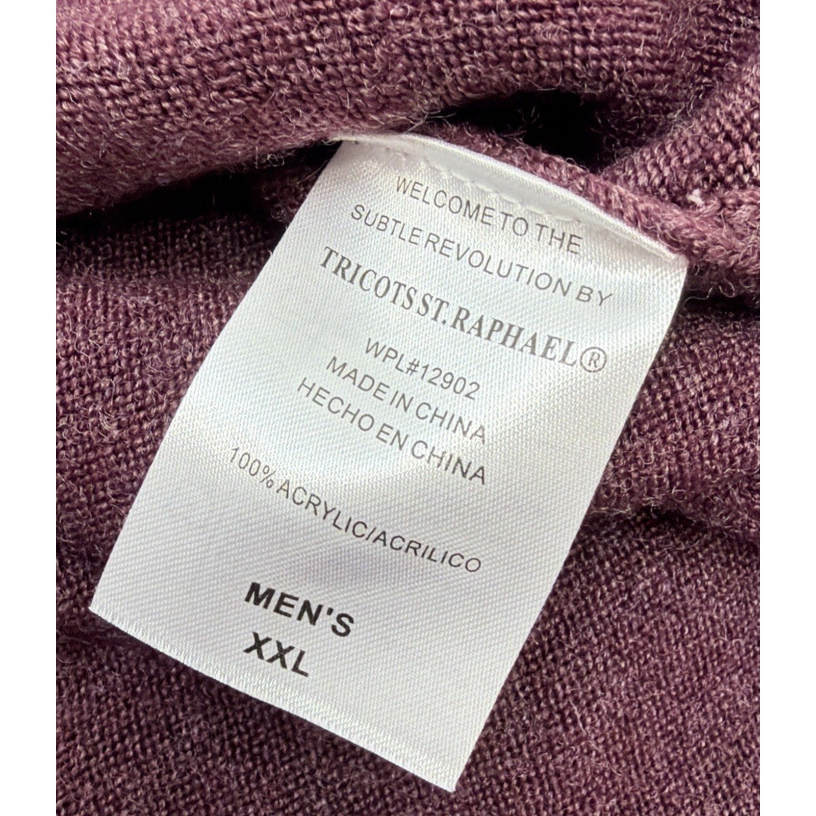Triscots St. Raphael MERLOT Turtleneck ZIP FRONT MEN SWEATER TOP SZ XXL