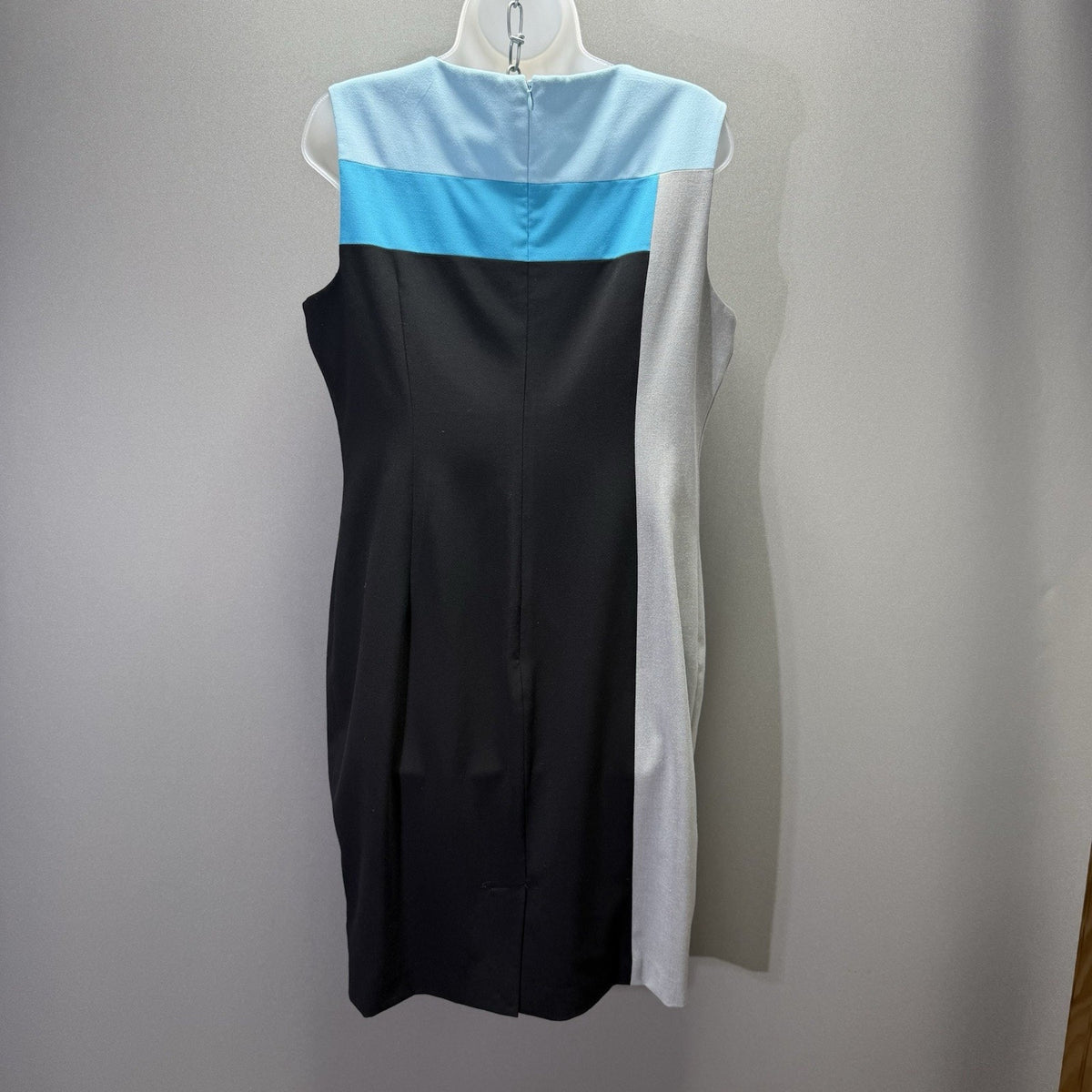 Calvin Klein Colorblock Sleeveless Sheath Dress Black Blue Gray Women’s 12