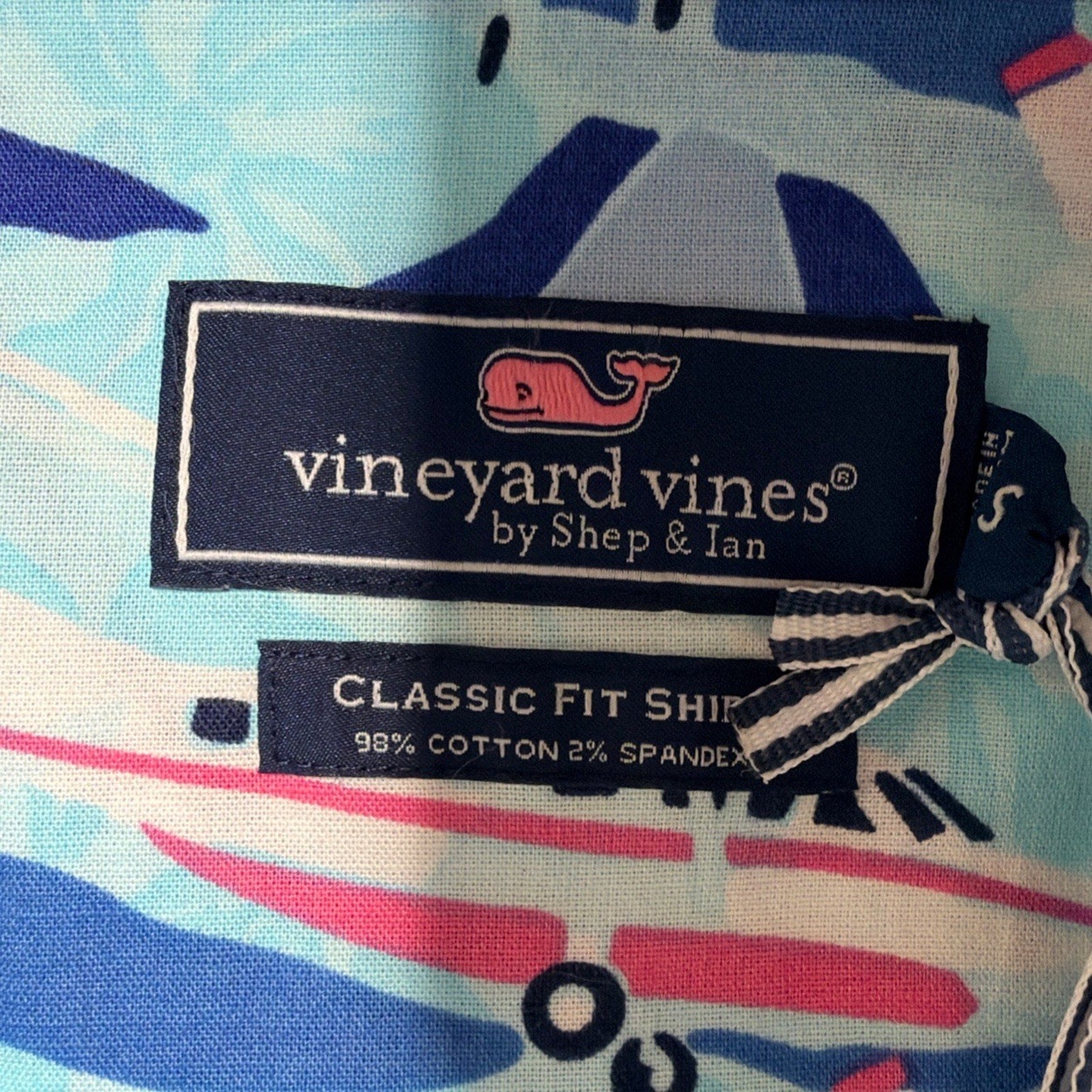 Vineyard Vines Jet Set Airplane Print Button Down Shirt Men’s Small Blue NWT