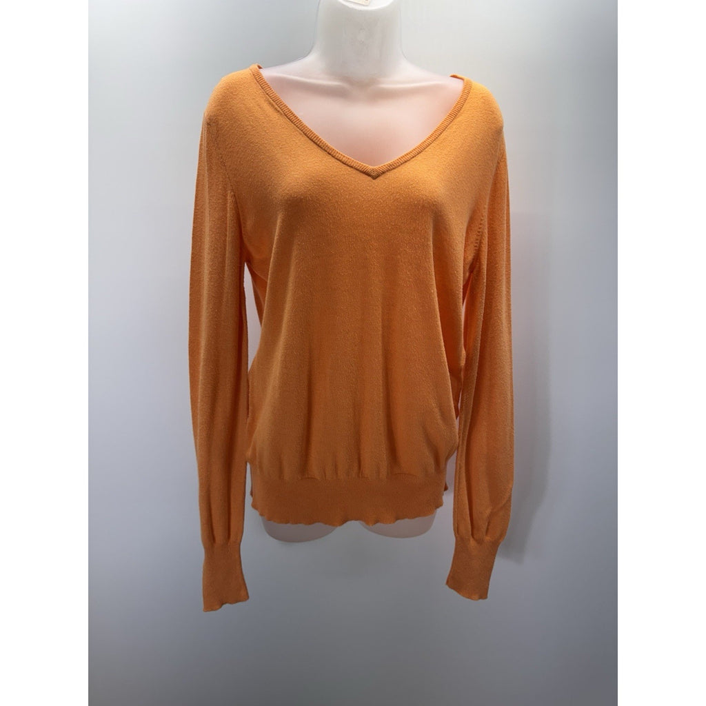 Old Navy Sweater Women’s Large Orange Long Sleeve V-Neck Lightweight