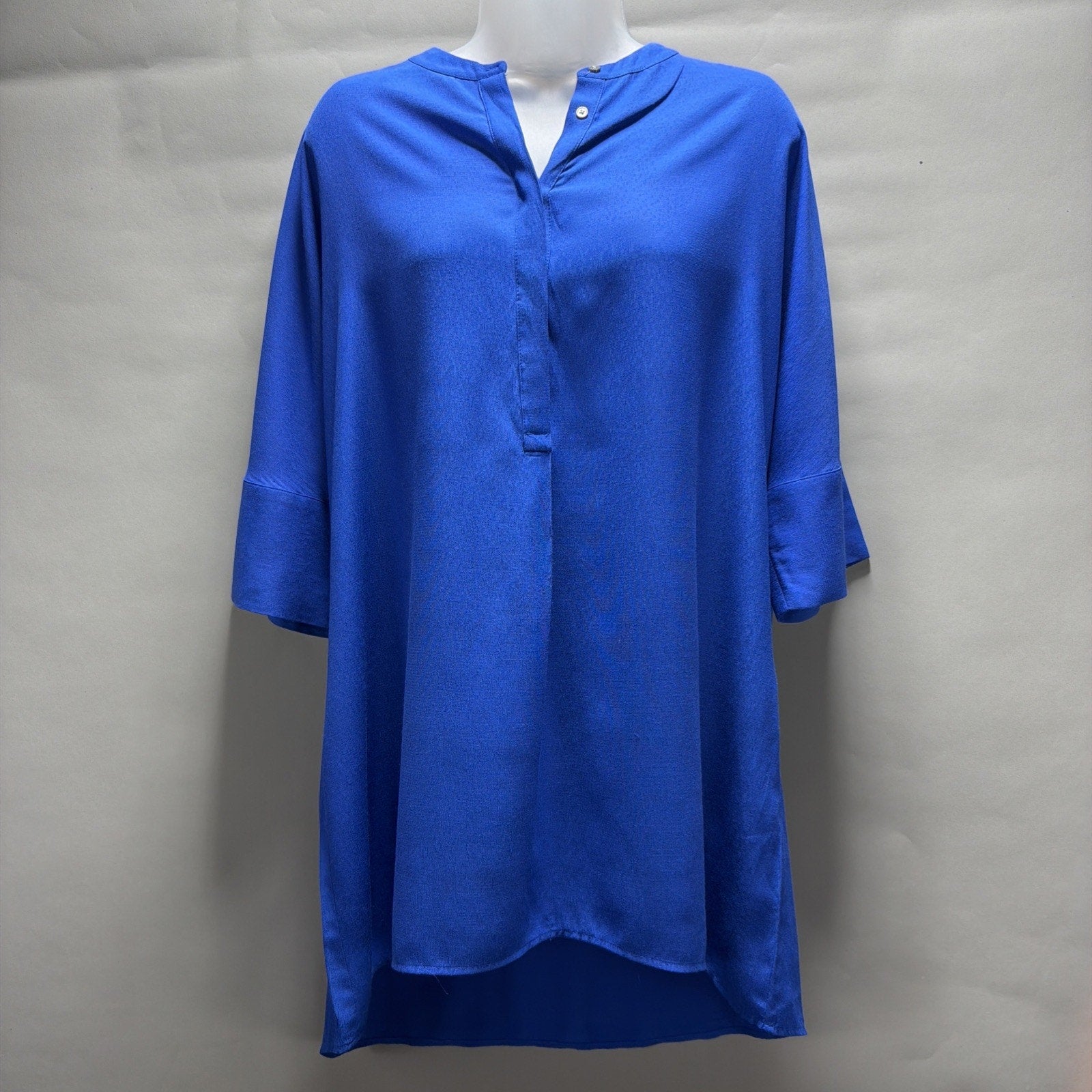 Banana Republic Tunic Oversized Hidden Button Royal Blue Top Womens Sz S Tall
