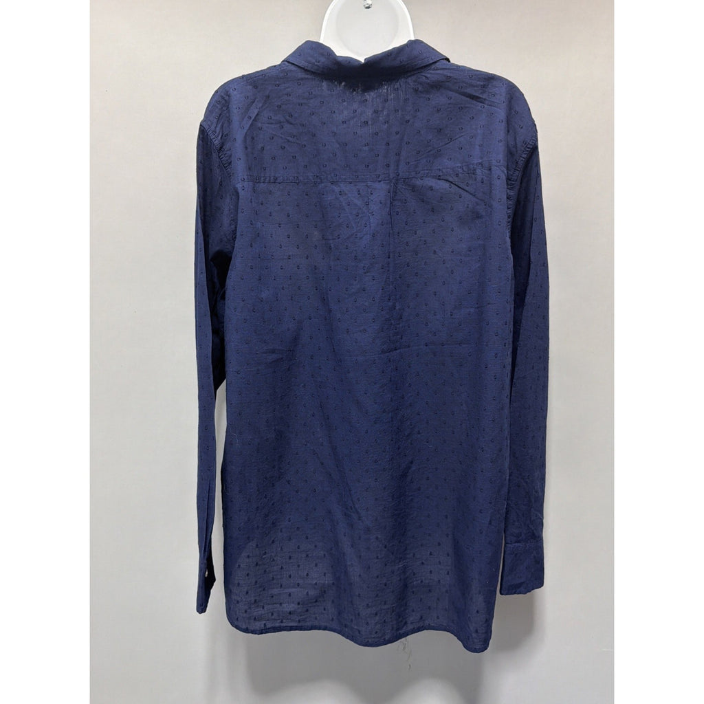 Gap Shirt Womens XXL Blue Button Up Embroidered Swiss Dots Top Casual Boho New