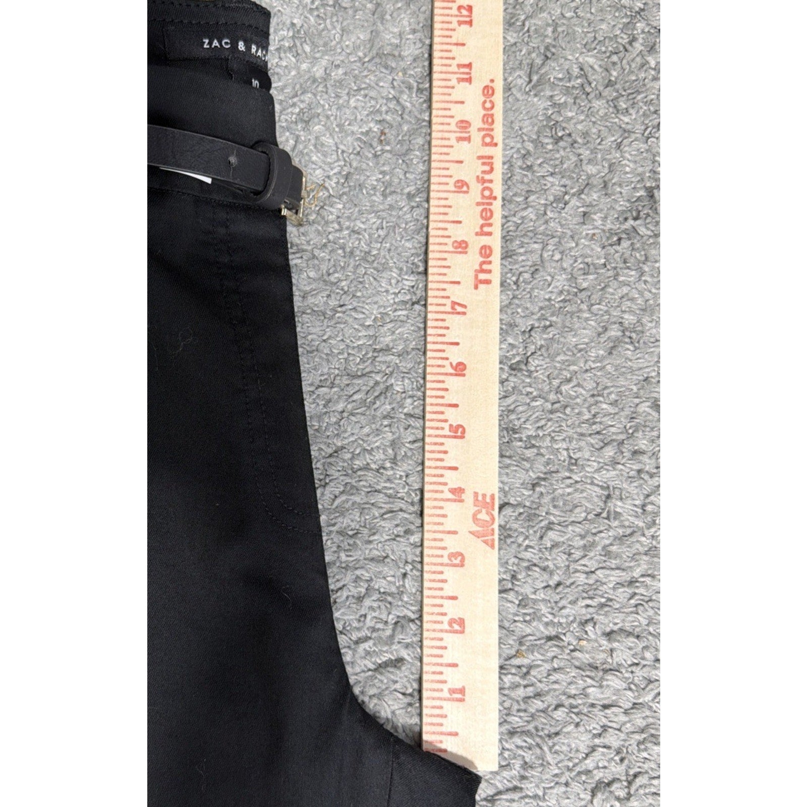 Zac & Rachel Dress Pants Women Sz 10 Black Stretch Belted Straight Slim Legs NWT