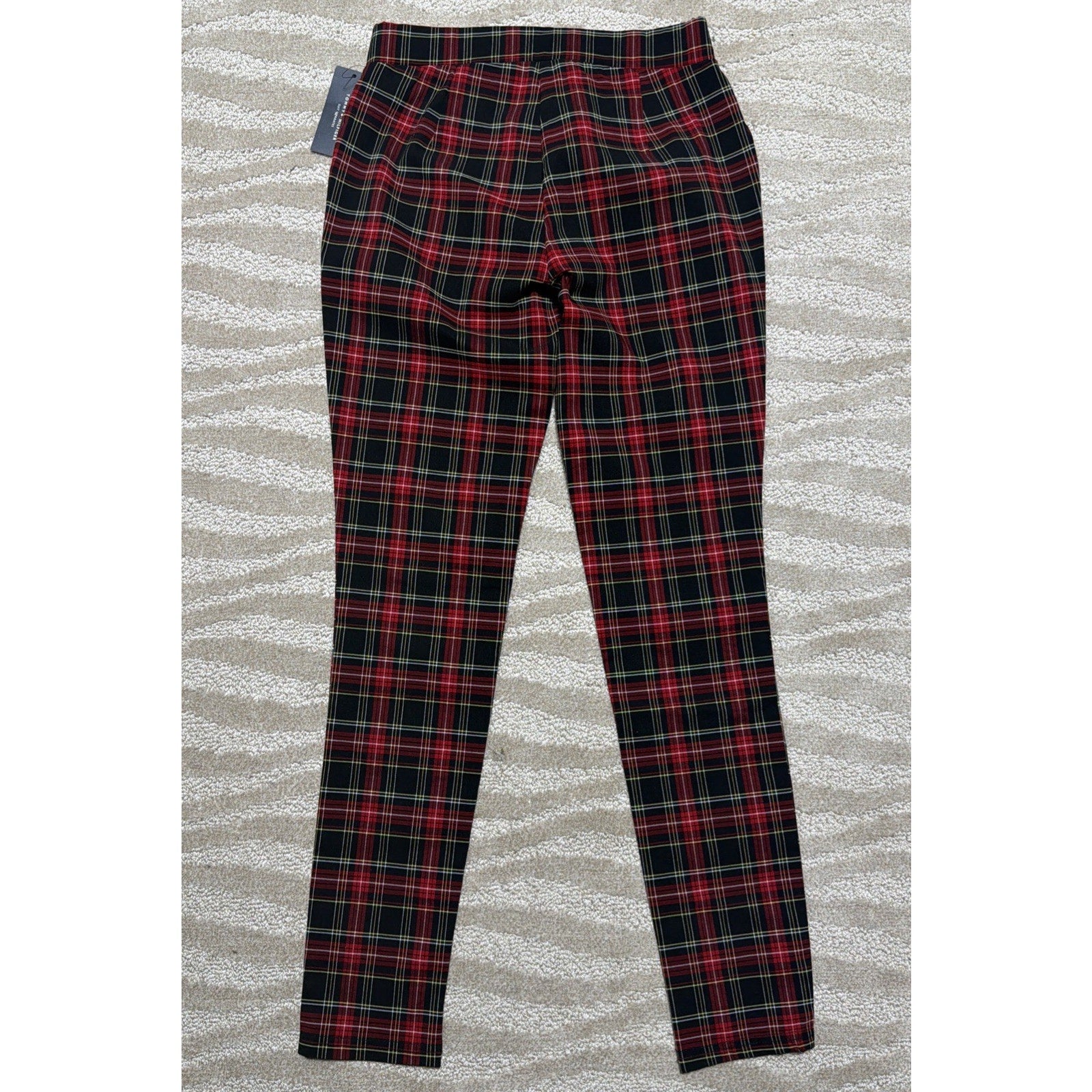 Tommy Hilfiger Plaid Pants Women 4 Red Black White Tartan Skinny Leggings NWT