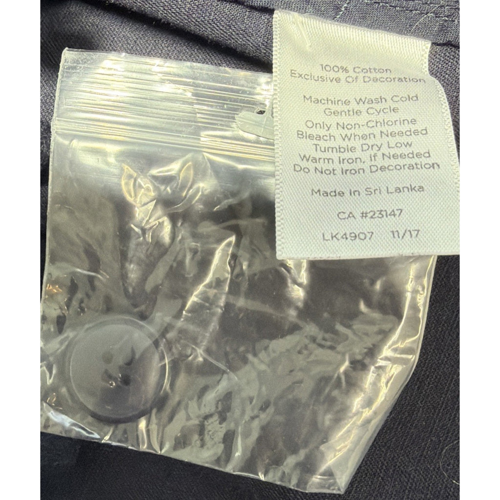 Talbots Navy Blue Pom Pom Trim Twill Cargo Jacket Size Petite M Preppy Causal