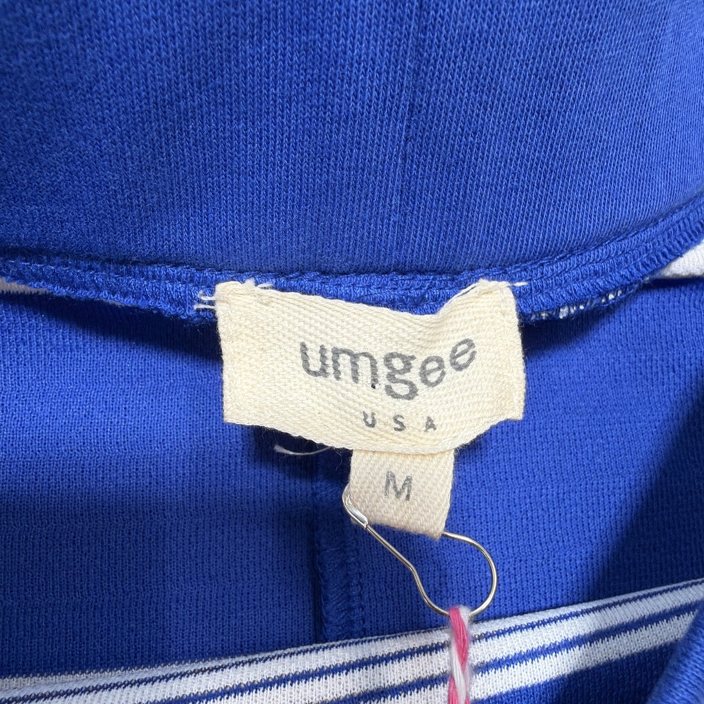 New Umgee Blue White Striped Pull On Midi Skirt Elastic Waist Womens Medium