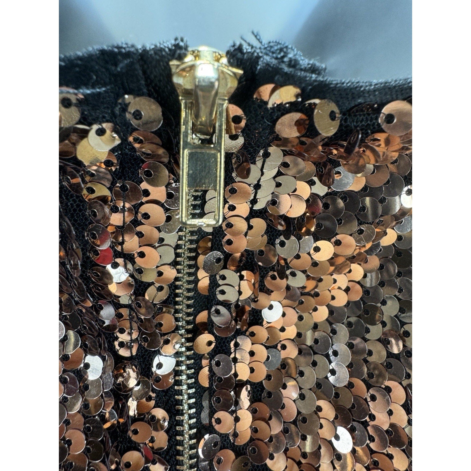 Womens Medium Rose Gold Sequin Cocktail Dress V Neck Party Club Sparkle Medium