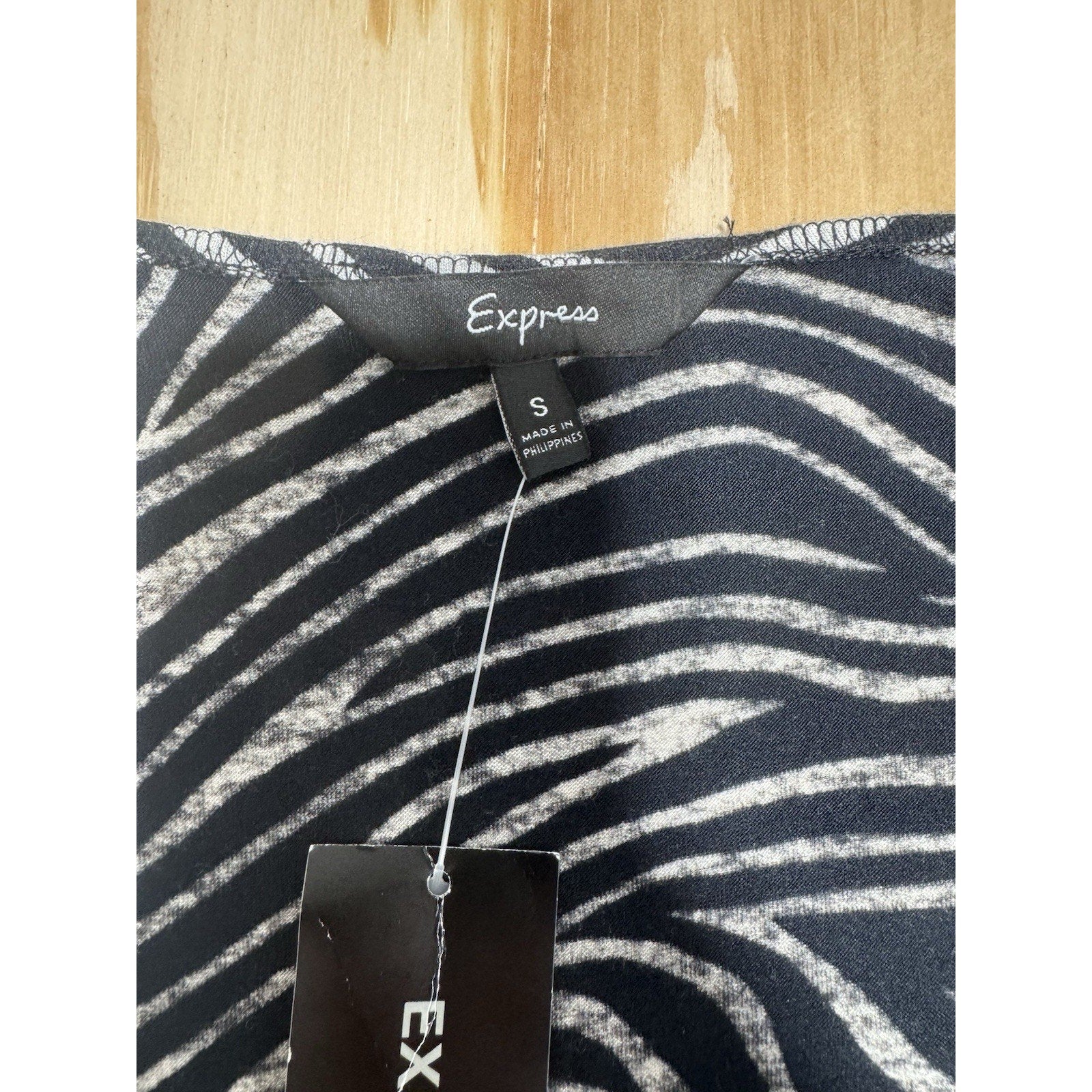 Express Zebra Print Wrap Dress Black & White Midi Dress Women’s Size Small NWT