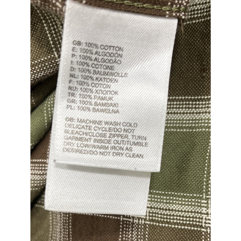 The North Face Men's M Medium Green Brown Plaid Check Button Front Shirt