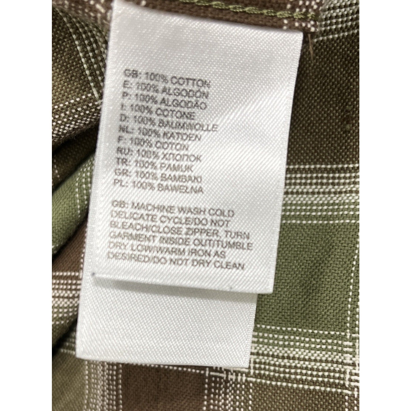 The North Face Men's M Medium Green Brown Plaid Check Button Front Shirt