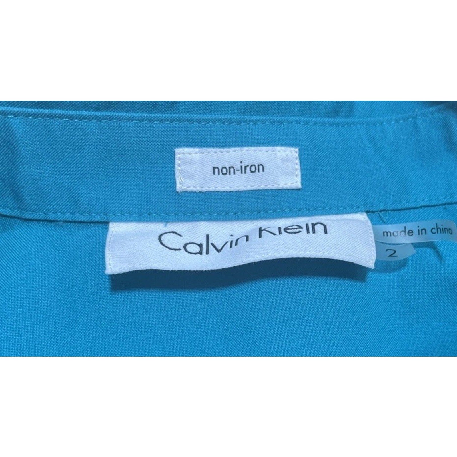Calvin Klein Womens Non Iron Long Sleeves Green Button Up Shirt Size 2