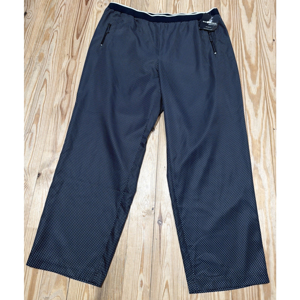 Sag Harbor Sport Activewear Pants Womens 1X Black Polka Dot Elastic Waist New