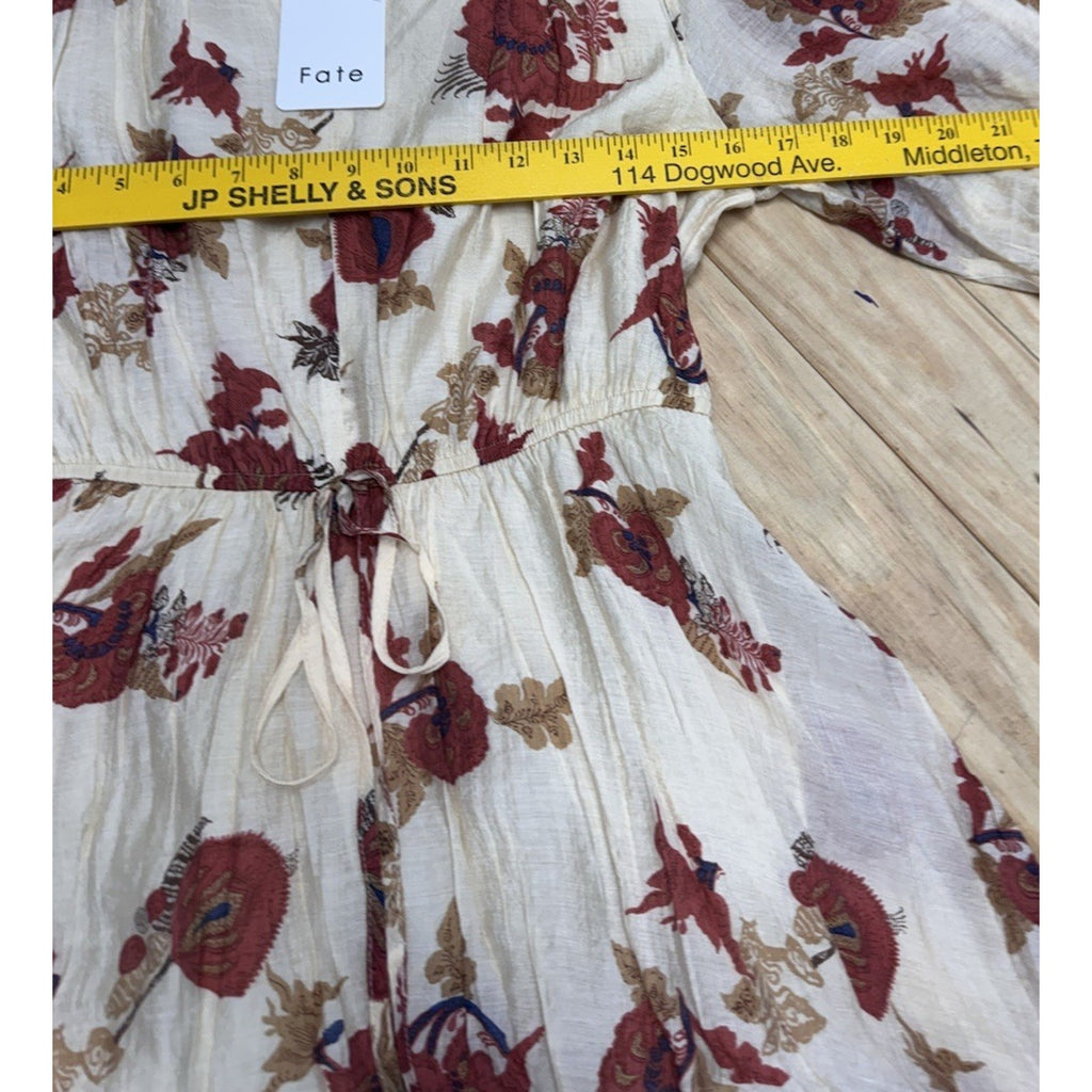 Fate Cream Floral Multi Color Shift Dress Small