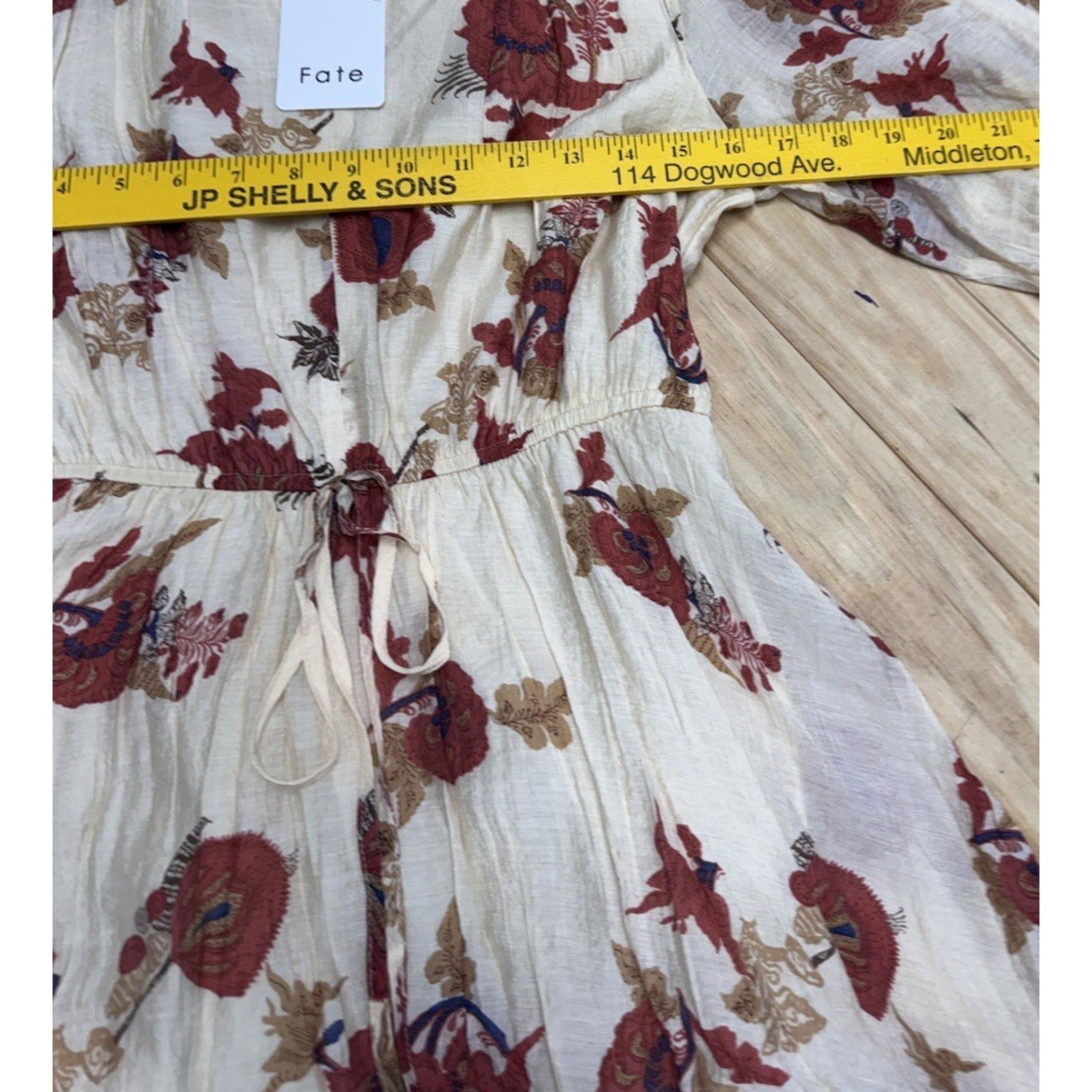 Fate Cream Floral Multi Color Shift Dress Small