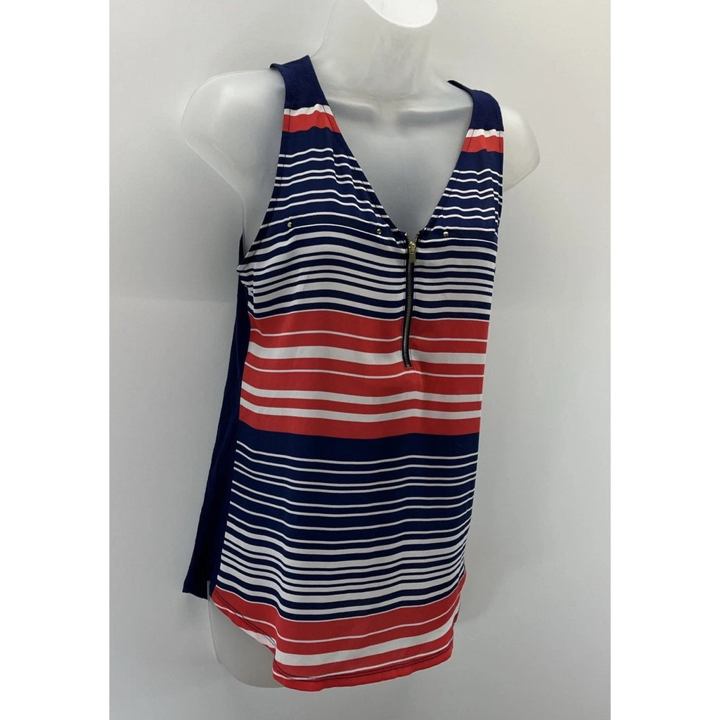 Express Women's Orange Blue White Sleeveless Striped Blouse Tank Size Small