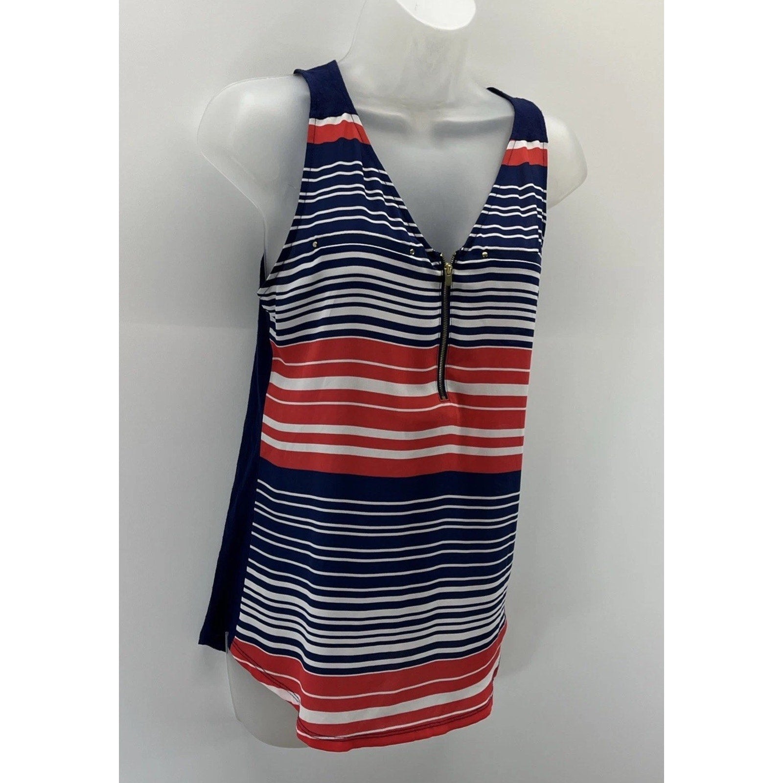 Express Women's Orange Blue White Sleeveless Striped Blouse Tank Size Small