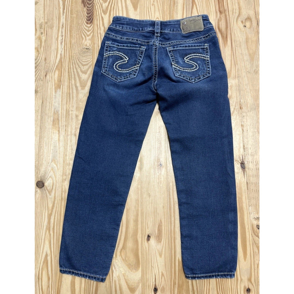Silver Jeans Suki Mid Capri Womens Joga Size 26/24 Medium Wash Stretch Distress