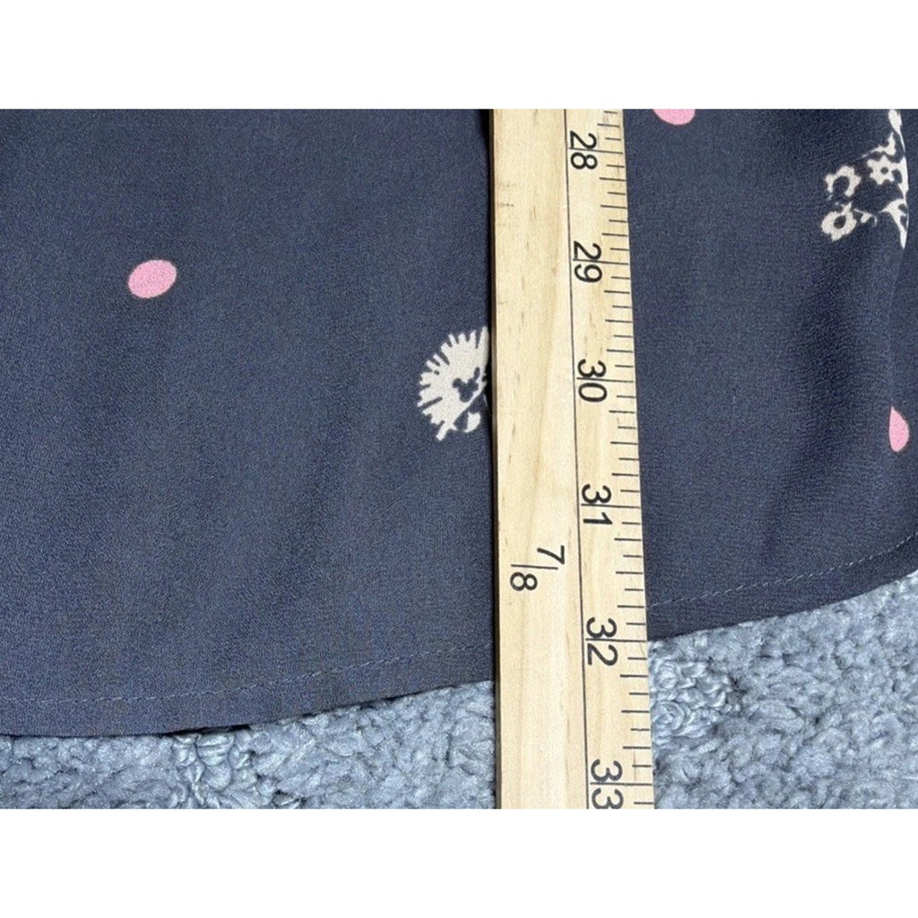 Express Women's Dark Gray Long Sleeve Tunic w/Pink Dots/Cream Flowers XL