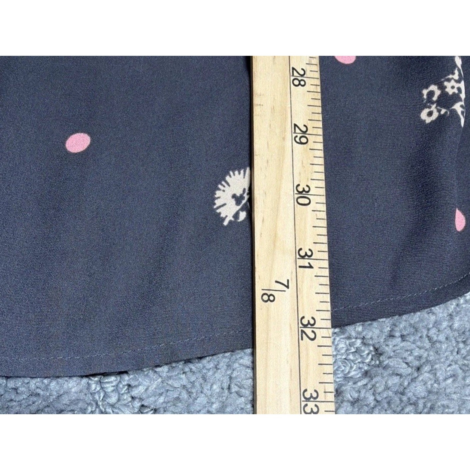 Express Women's Dark Gray Long Sleeve Tunic w/Pink Dots/Cream Flowers XL