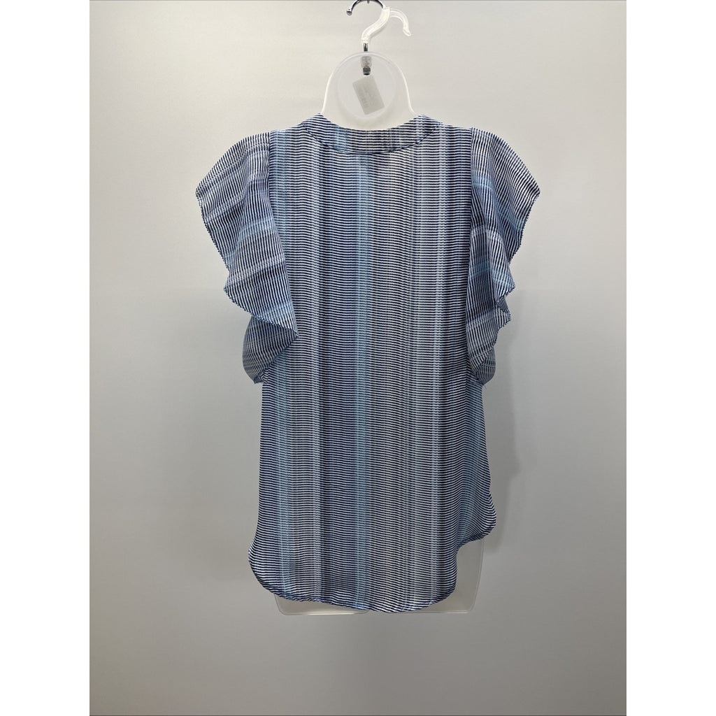 A.N.A Blouse Shirt Size Small Womens V Neck Ruffled Short Sleeve Casual Regular