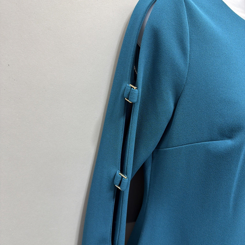Calvin Klein Dress Teal Blue Green Size 6 Long Sleeve Sheath Knee Length NWT