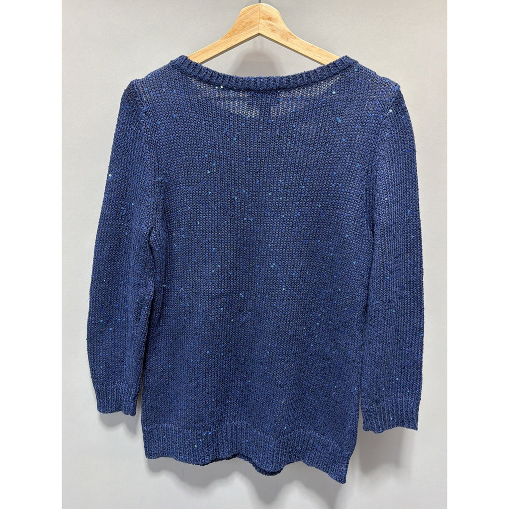 Chaps Classic by Ralph Lauren Sweater Womens Large Blue Sequins Preppy Old Money