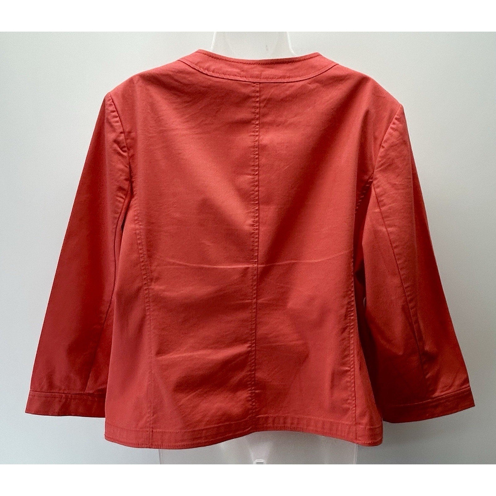 Talbots Blazer Womens Size 16 Coral Colored Ruffled Pockets 98% Cotton Jacket.