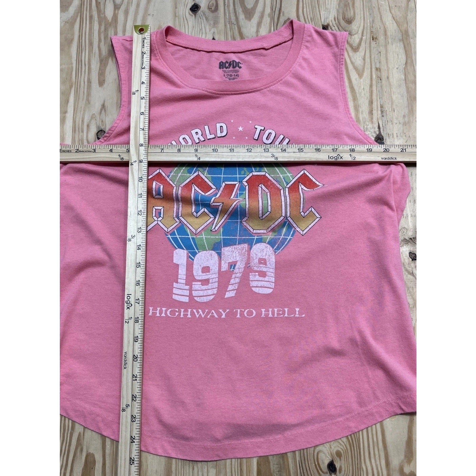 ACDC Tank Singlet size L Pink Sleeveless Rock Band Shirt