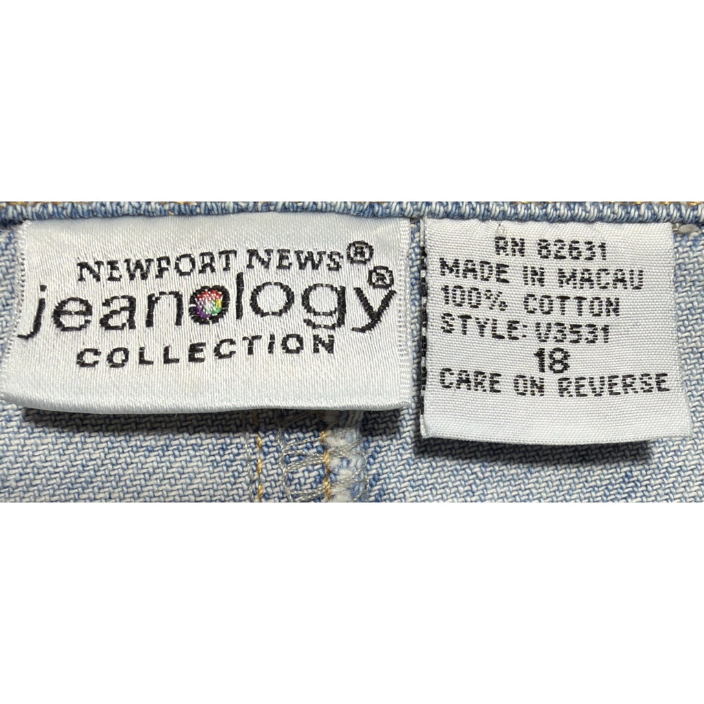 Newport News Jeanology Denim Jacket Women 18 Light Wash Button Front Stretch