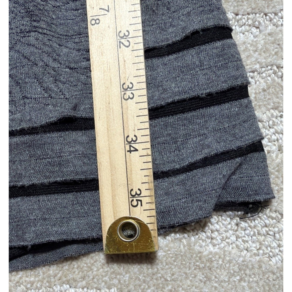 Sophie Max Studio M Gray Distressed Tier Stretch Jersey Sheath Dress $118 NWT