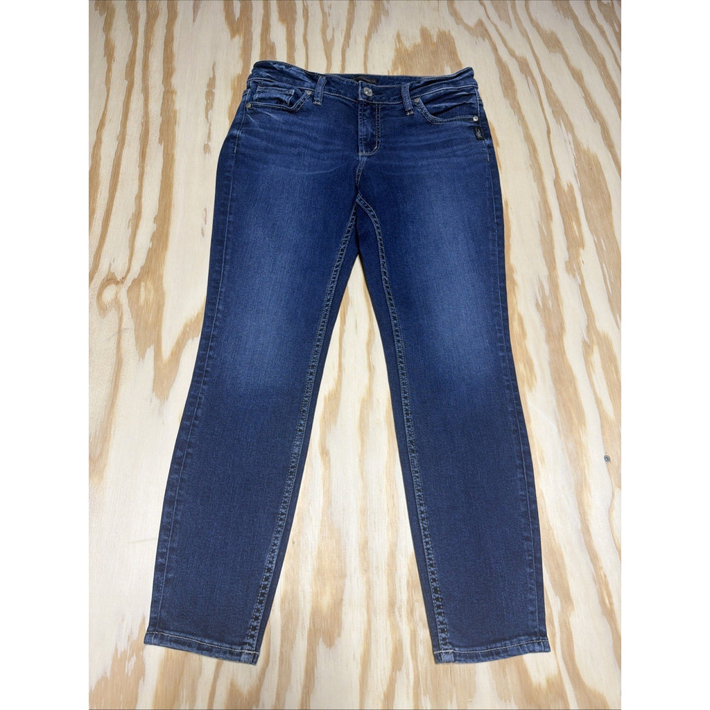 Silver Jeans Elyse Skinny Women's Sz. 29x27 Blue 8.5" Rise Cotton Blend Denim