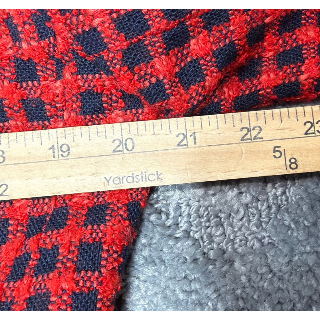 Tan Jay Women Red Navy Plaid Wool Blend Blazer Jacket Size L VINTAGE Classic