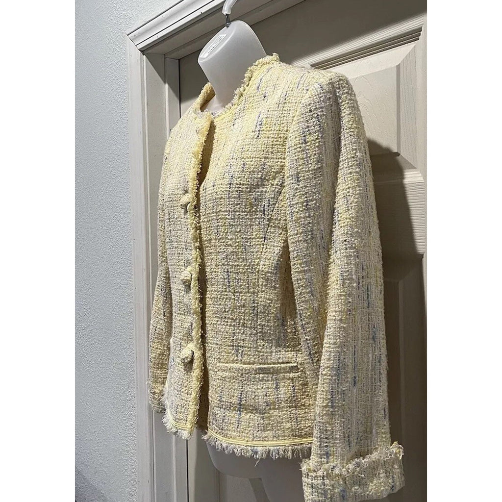 Emma James Women’s 10 Liz Claiborne Lined Tweed Fringe Blazer Jacket