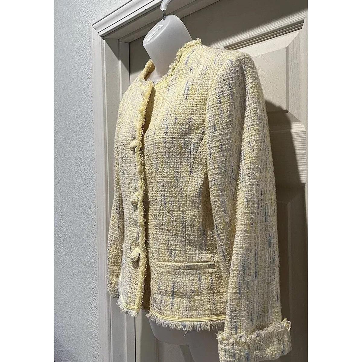 Emma James Women’s 10 Liz Claiborne Lined Tweed Fringe Blazer Jacket