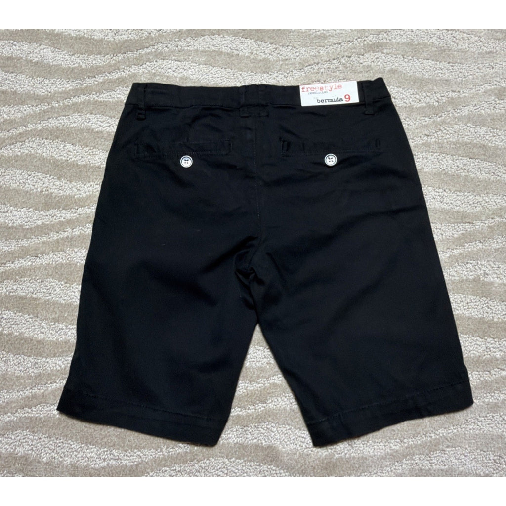FREESTYLE Womens Shorts SIZE 9 COTTON STRETCH BLACK Bermuda SHORTS NWT
