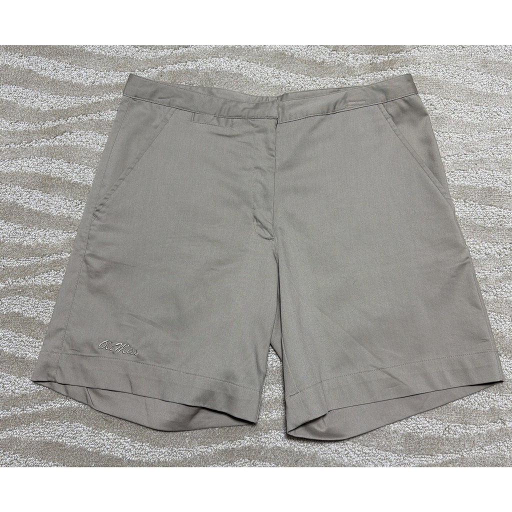 Ole Miss Rebels Nike NCAA Team Shorts Womens 10 Beige Flat Front Chino EUC