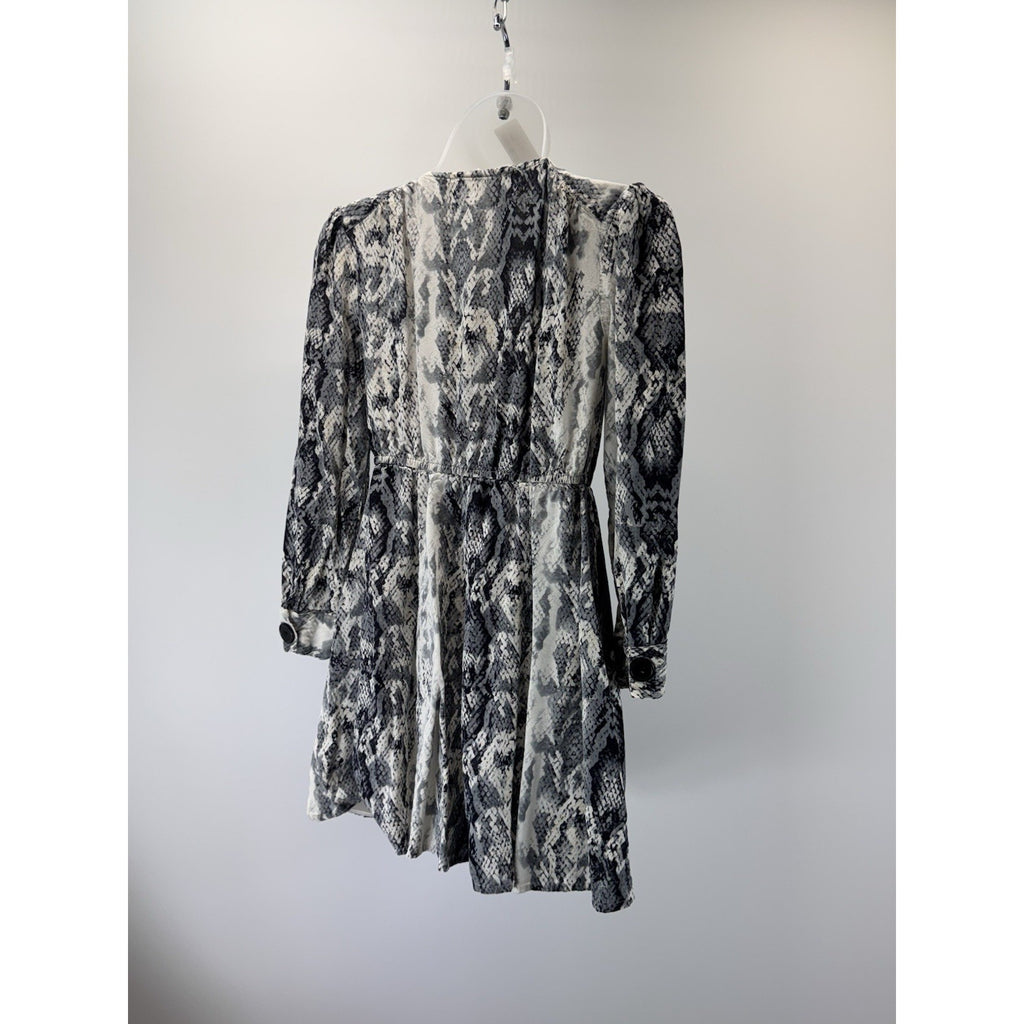 Rebellion Snake Python Animal Print Pattern No Collar Button Front Dress S