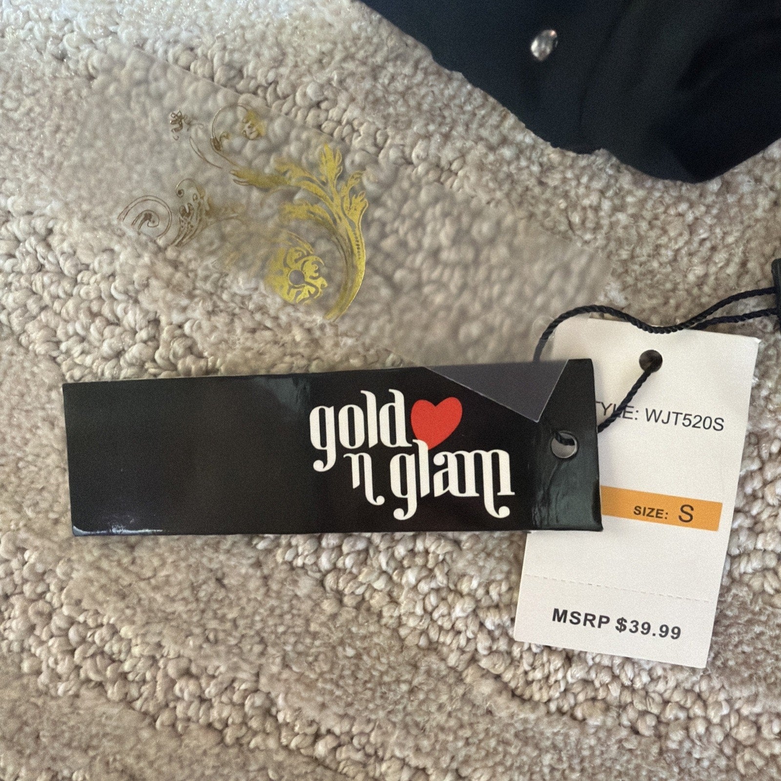 NWT Gold N Glam Black Studded Lace Tank Top Womens Small