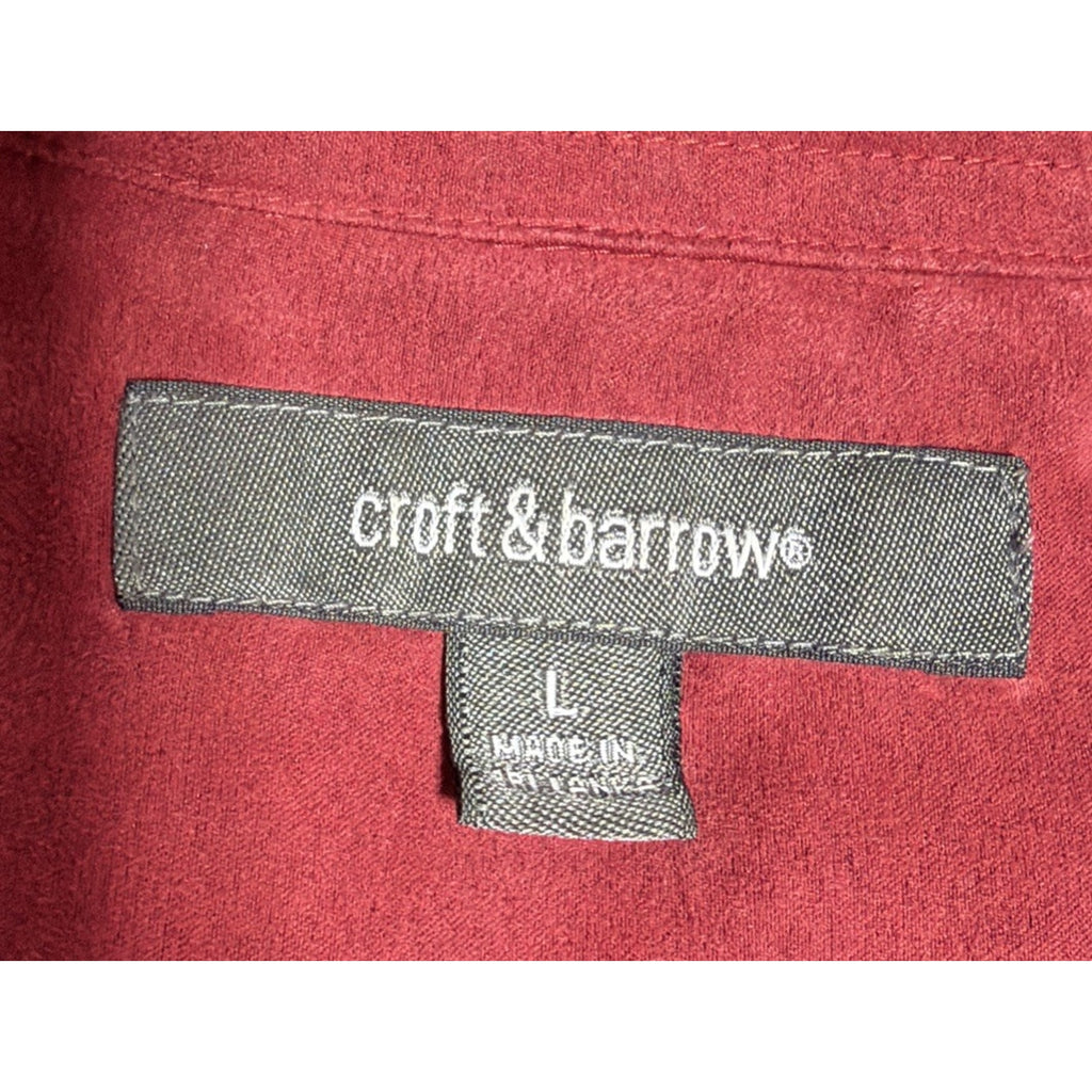 Croft & Barrow Mens Shirt Red Faux Suede Cloth Sz Large Long Sleeve